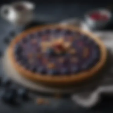 A delectable blueberry almond tart with a glossy glaze, showcasing the fusion of flavors.