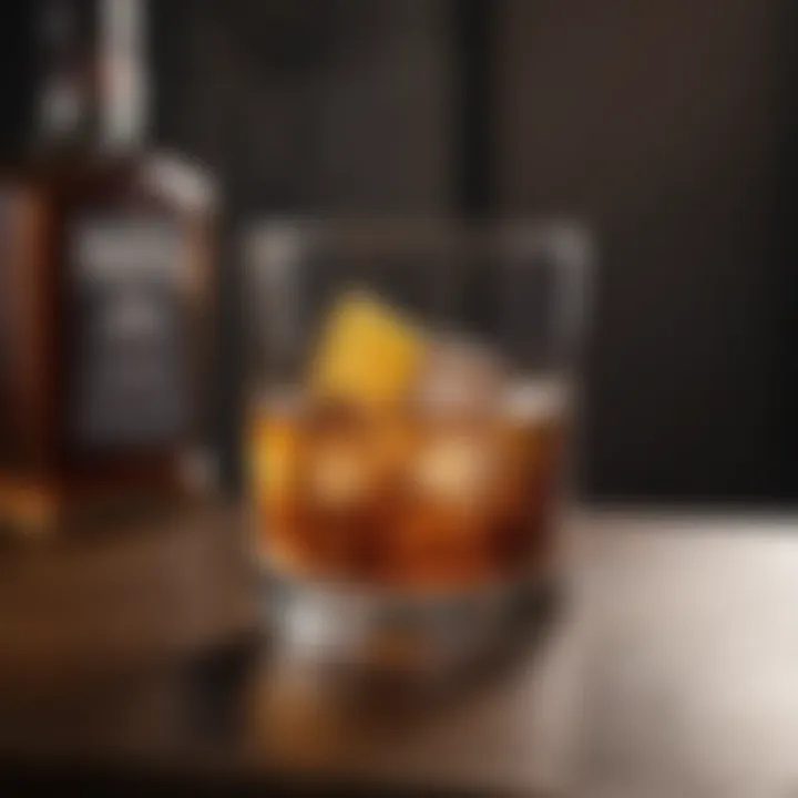 A beautifully crafted bourbon drink served in an elegant glass