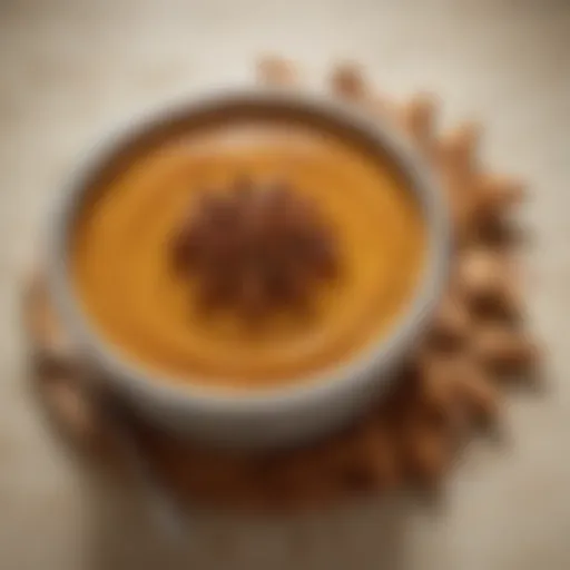Lush canned pumpkin pie filling in a bowl with spices