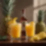 A vibrant cocktail featuring Captain Morgan Spiced Rum and pineapple juice garnished with fresh pineapple