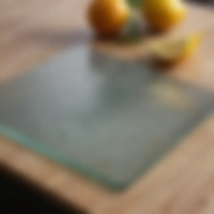 Close-up of a glass cutting board showcasing its smooth surface