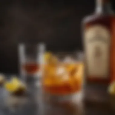 Rye Whiskey Cocktail Delight A close-up of a refreshing cocktail featuring rye whiskey and vibrant ingredients