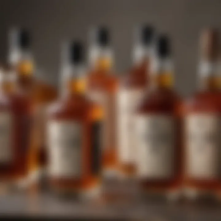 An array of enticing mixers showcased beside a bottle of rye whiskey