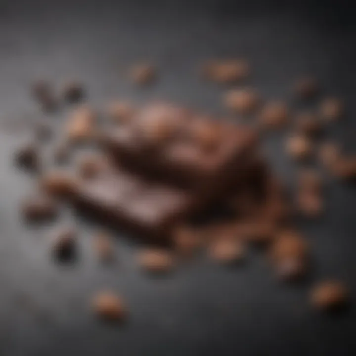 Dark chocolate bar with cacao beans