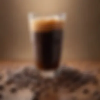 Coffee Beans and Creamy Brew Harmony Close-up of coffee beans and a glass of Irish Cream Cold Brew