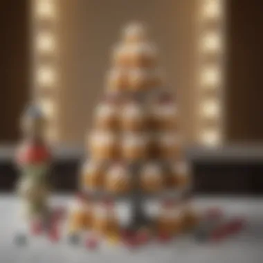 An elegant cupcake tower featuring a variety of flavors, each topped with unique decorations