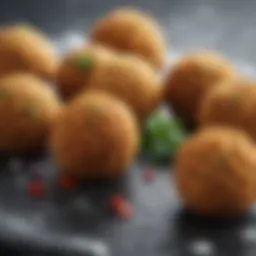 An assortment of frozen falafel balls ready for cooking