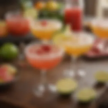 Refreshing Array of Fruity Margaritas Refreshing array of fruity margaritas on the rocks