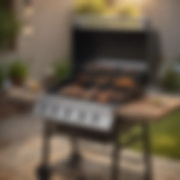 Overview of a gas grill with a smoker box