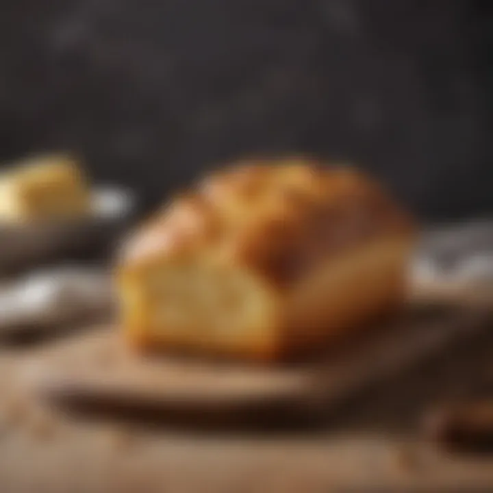 A freshly baked loaf of gluten-free cheese bread with a golden crust