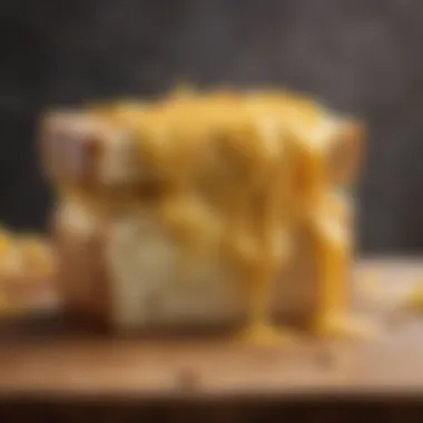 Melted Cheese Delight A close-up view of gooey melted cheese inside gluten-free bread