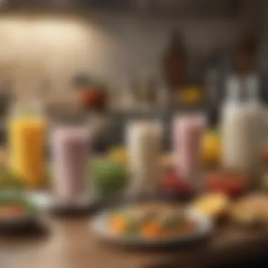 Efficient Meal Planning with Dinner Shakes A well-organized meal prep setup featuring healthy dinner shakes