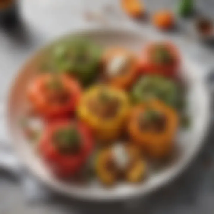 Artfully arranged stuffed peppers ready for a dinner party