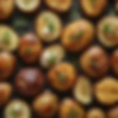 Close-up of the texture of grilled potatoes infused with ranch flavors