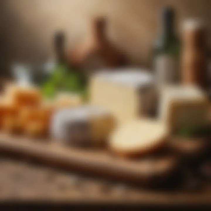 Selection of Irish cheeses on a wooden board