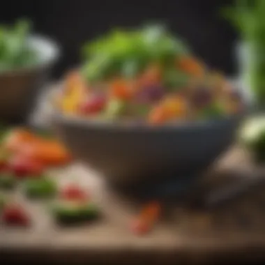 Plant-Based Iron Delight A close-up of a bowl filled with quinoa topped with colorful vegetables, showcasing a plant-based iron source.