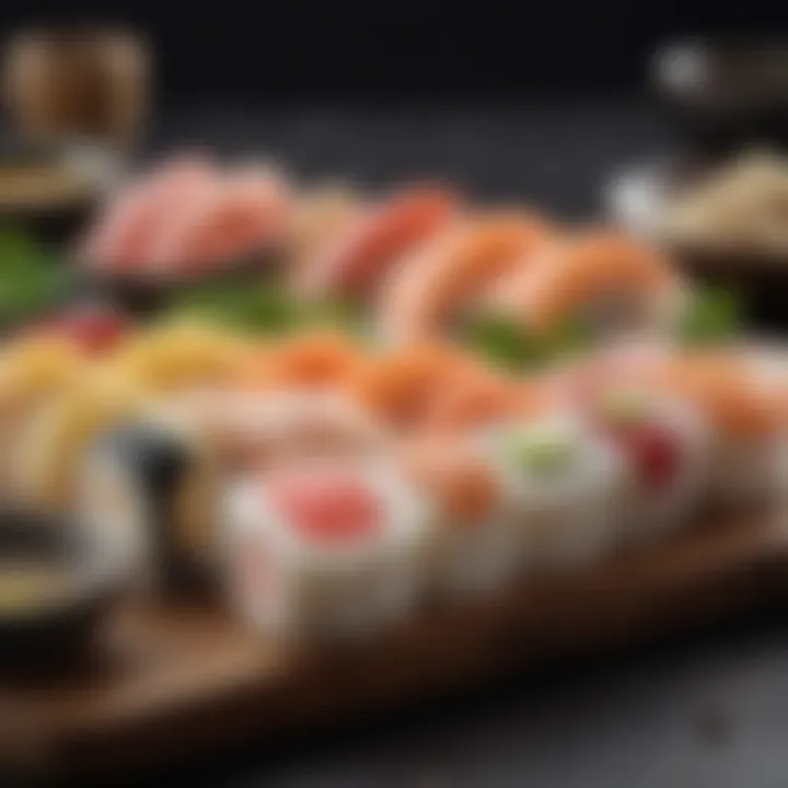 Fresh ingredients used in sushi preparation