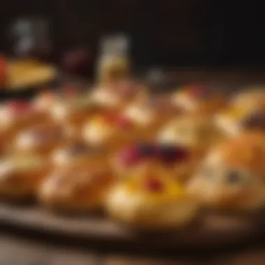 Assorted Kolaches: A Culinary Delight A traditional display of assorted kolaches showcasing various fillings such as fruit, cheese, and meats.