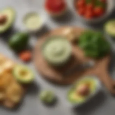 Nutritious Components: A Closer Look at Ingredients Ingredients for low-calorie avocado ranch dressing laid out on a countertop