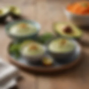 Culinary Versatility: Avocado Ranch in Various Dishes A variety of dishes featuring low-calorie avocado ranch dressing