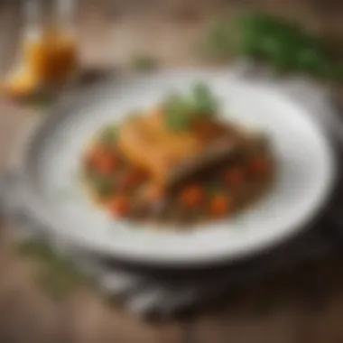 Artfully Presented Low Sodium Meal A beautifully plated low sodium dish garnished with fresh herbs