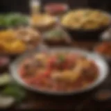 A vibrant spread of traditional Latin dishes showcasing rich flavors and ingredients.