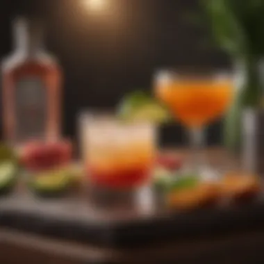 Elegant cocktail garnished with fresh ingredients