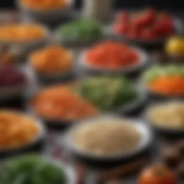 Seasonal Freshness in Culinary Creations A close-up of seasonal ingredients laid out for meal preparation