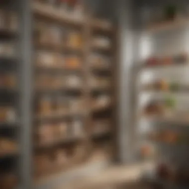 Elegant Movable Pantry Shelves Elegant design of movable pantry shelves showcasing organized kitchen items