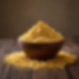 Nutritional yeast flakes in a wooden bowl