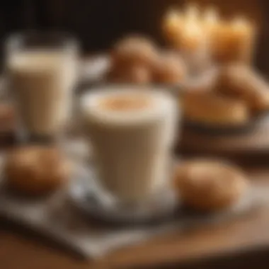 Oat Milk Latte Indulgence A cozy setting with oat milk latte and pastries