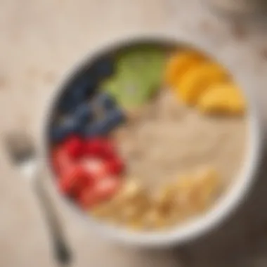 Smoothie Bowl with Oat Milk A delightful smoothie bowl topped with fruits and oat milk