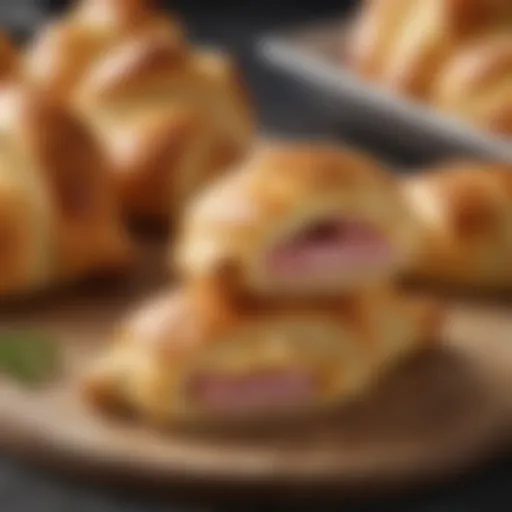 Golden crescent rolls filled with savory ham and melted cheese