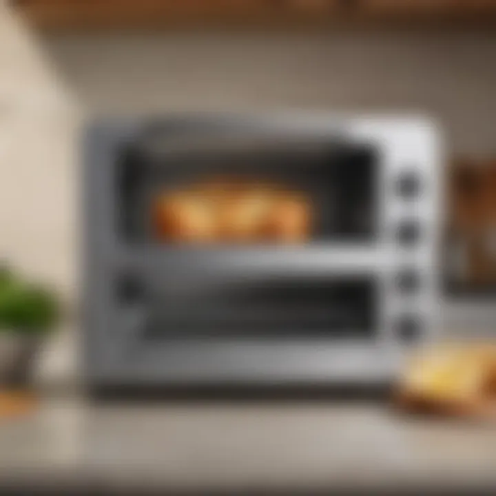 Demonstrating the efficiency of a six-slice toaster oven in a modern kitchen