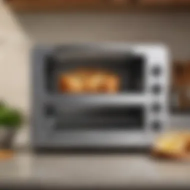 Efficiency of a Six-Slice Toaster Oven in a Modern Kitchen Demonstrating the efficiency of a six-slice toaster oven in a modern kitchen