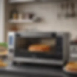 A modern smart toaster oven showcasing its sleek design and integrated camera.