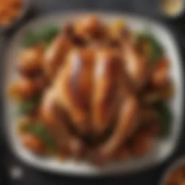 A beautifully roasted spatchcocked chicken served on a platter.