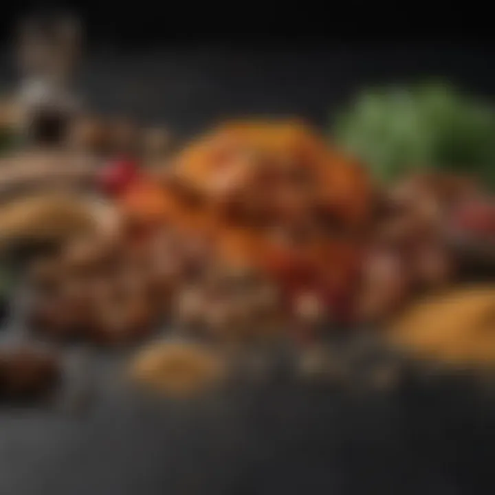 A variety of spices and herbs arranged for seasoning poultry.