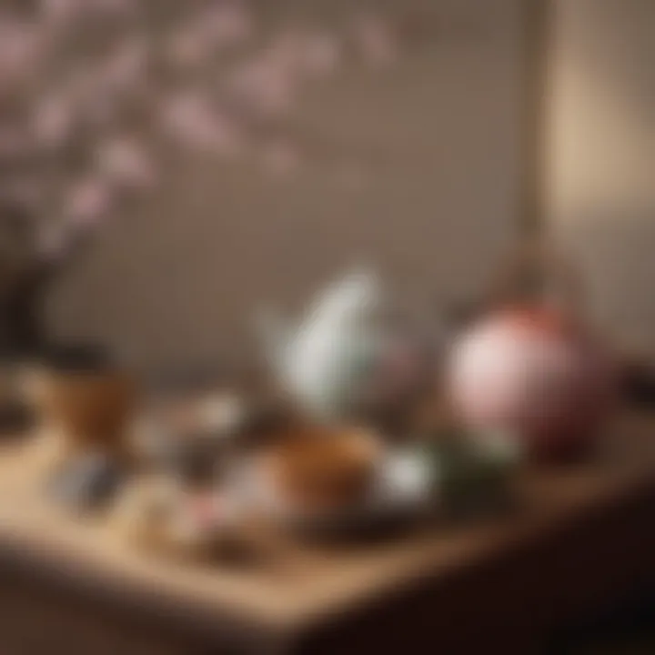 An elegant Japanese tea ceremony setting with Starbucks Sakura products