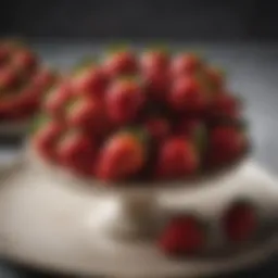 A luxurious presentation of strawberry covered strawberries arranged on a decorative plate.