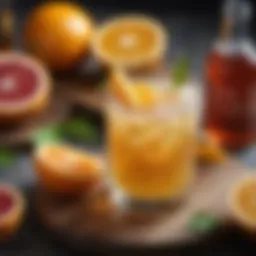 A vibrant summer beer cocktail garnished with citrus fruits