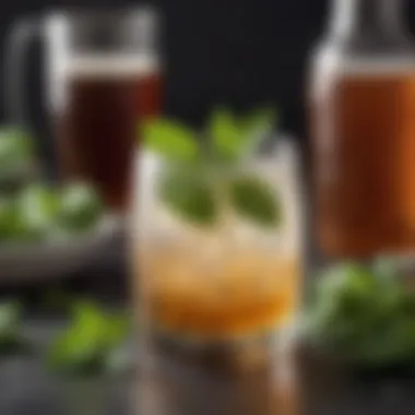 A refreshing beer cocktail served in a chilled glass with mint leaves