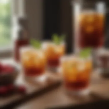 Sweet Tea Cocktails at a Gathering A sophisticated gathering featuring sweet tea cocktails