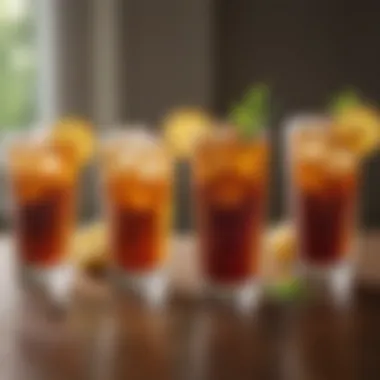 Diverse Sweet Tea Mixers A vibrant array of sweet tea mixers displayed elegantly