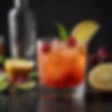 Vibrant sweet tequila cocktail garnished with fresh fruit