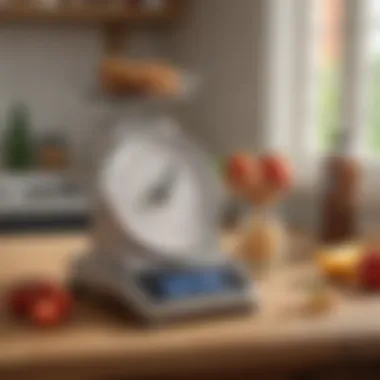 Different types of food scales on a countertop