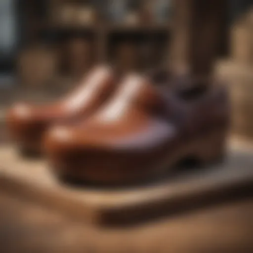 Detailed view of Dansko professional clogs showcasing craftsmanship