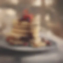 Golden pancakes stacked with fresh berries and maple syrup