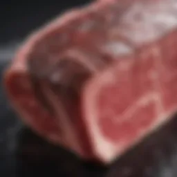 A beautifully marbled piece of Wagyu beef showcasing its rich texture.