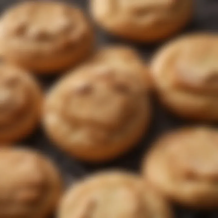 Close-up of freshly baked snickerdoodle cookies with a golden crust